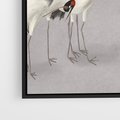 Obraz w ramie 50x50 - Spojrzenie wstecz w pędzlu - szkic rysunek, japońskie żurawie - rama czarna