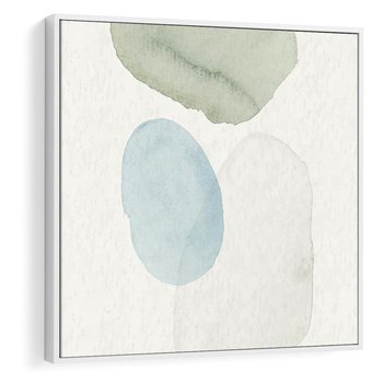 Obraz w ramie 80x80 - Akwarelowa Symfonia Natury - abstrakcyjne delikatne plamy, akwarelowe - rama biała