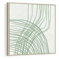 Obraz w ramie 50x50 - Migotliwa Spokojna Zieleń - zielony plakat, abstrakcyjne splątane linie - rama drewno