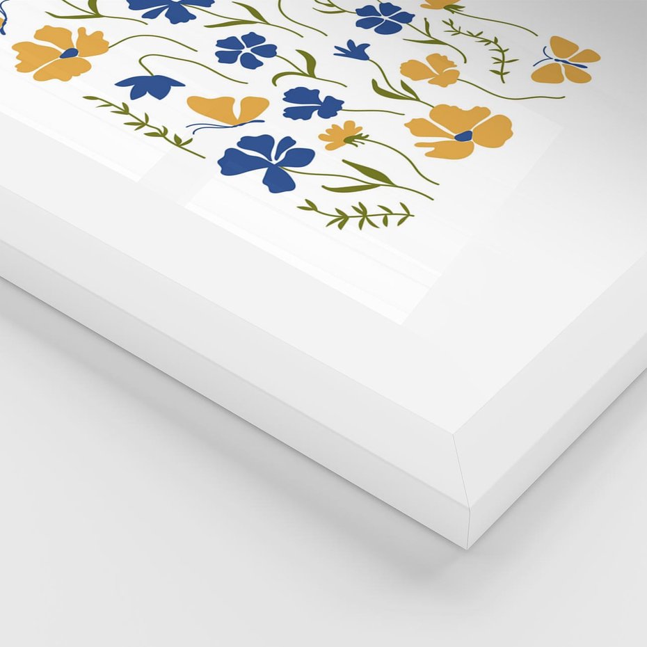 Plakat w ramie 50x70 - Odgłosy Wizji - kwiaty, sztuka nowoczesna - rama biała