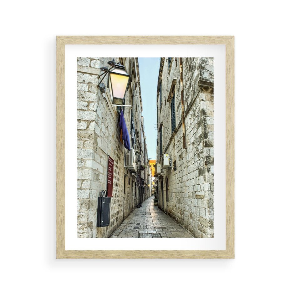 Plakat w ramie 40x50 - Urok Włoskiej Uliczki - włoska, uliczka - rama drewno