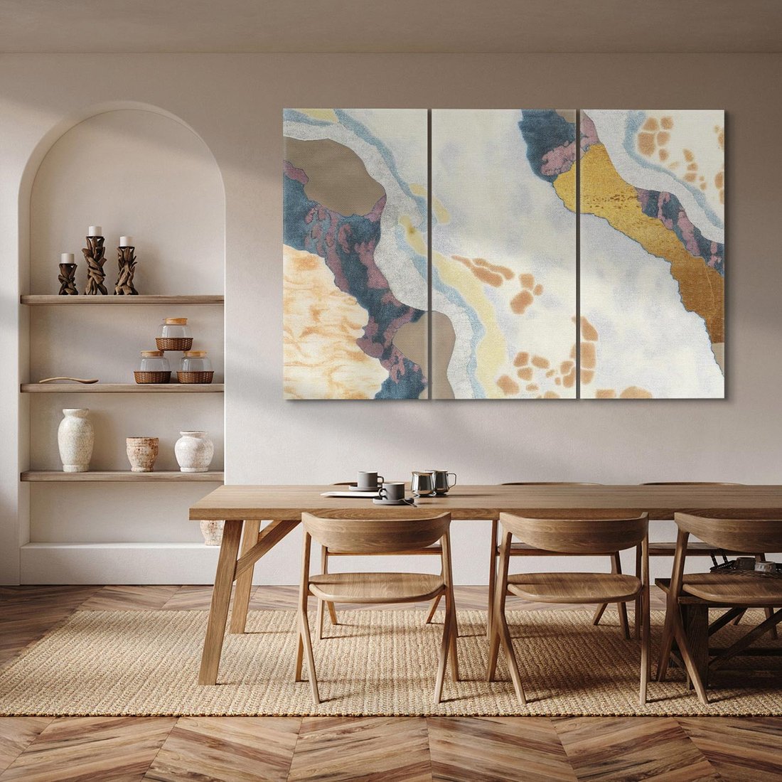 Obraz na płótnie 120x80 - Melancholijne oddechy pędzla - abstrakcyjne formy, zgaszone kolory