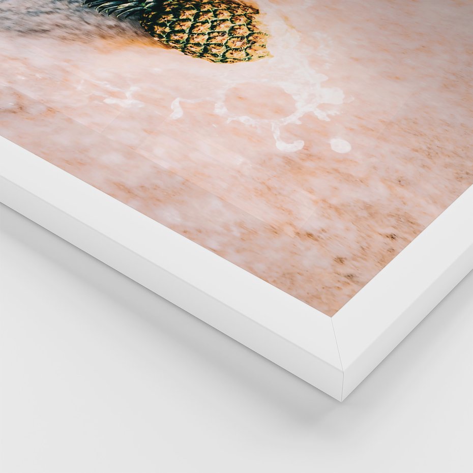 Zestaw obrazy w ramie 50x70 galeria - Plaża, morze, ananas, kokosy, palmy - rama biała