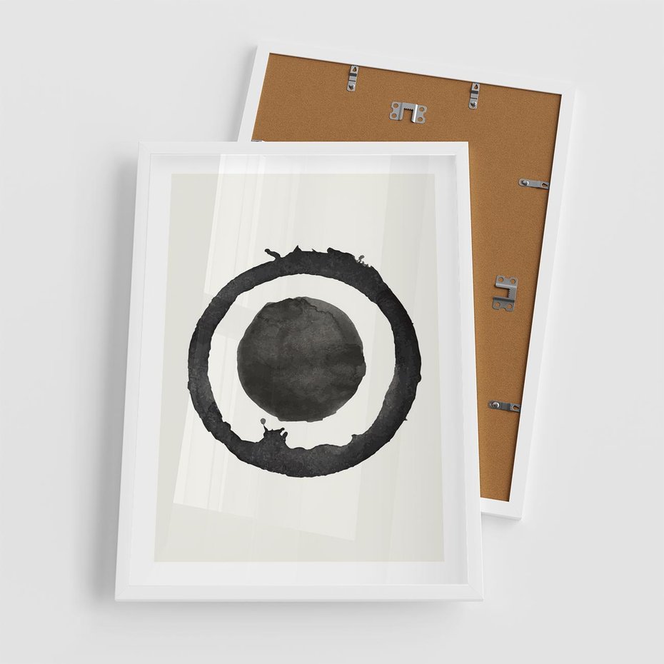 Plakat w ramie 50x70 - Harmonijne Emocje - abstrakcyjne plamy okręgi, akwarelowe - rama biała