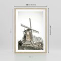 Plakat w ramie 50x70 - Wiejska Idylla z Młynem - wiatrak, młyn - rama drewno