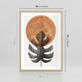 Plakat w ramie 50x70 - Natura a Sztuka - liść monstery, czarna grafika - rama drewno