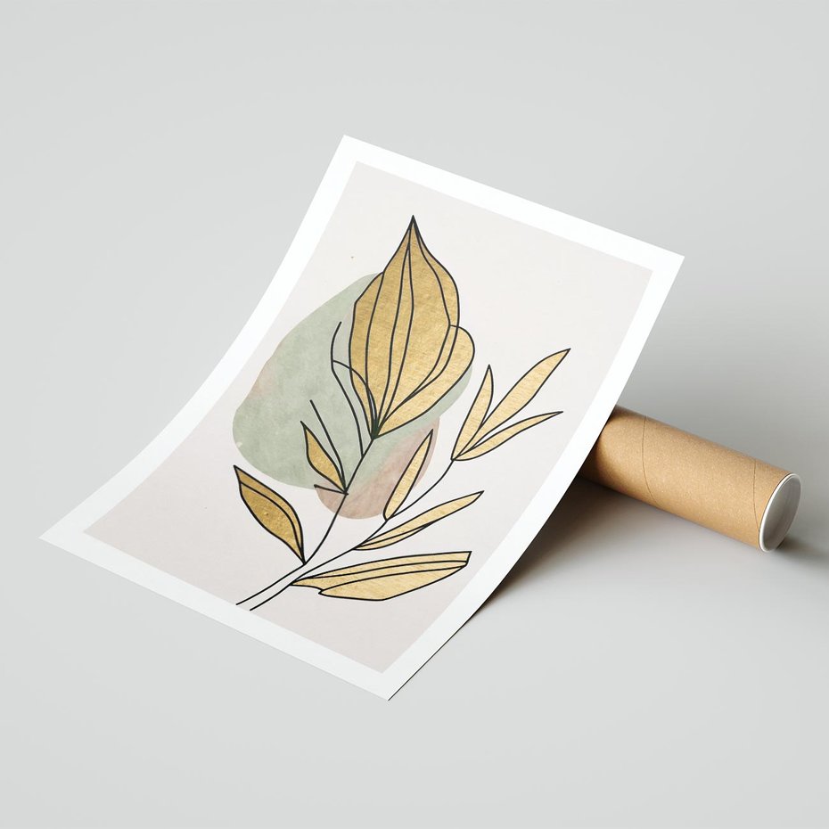 Plakat bez ramy 40x50 - Rozkwitające Wnętrza Światła - abstrakcyjny obraz boho, liście