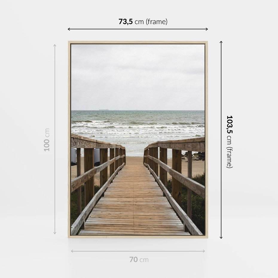 Obraz w ramie 70x100 - Morze i drewniany pomost - morze, pomost - rama drewno