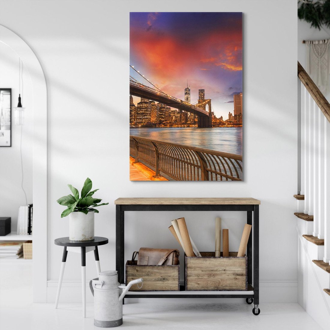 Obraz na płótnie 50x70 - Magia zachodu słońca nad mostem - zachód, słońca