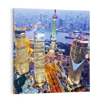 Obraz na płótnie 30x30 - Wzgórza Mieściny - wieżowce, miasto