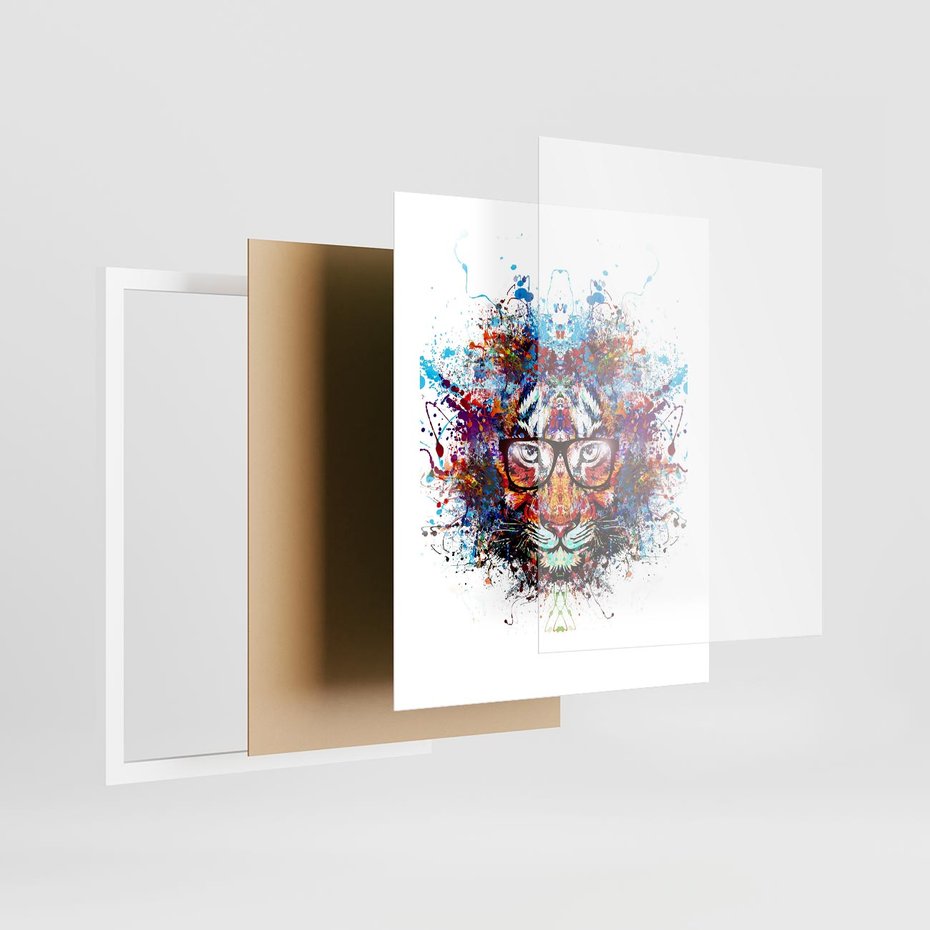 Plakat w ramie 40x50 - Tygrys w graficznej oprawie - tygrys, grafika - rama biała