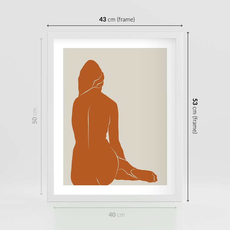 Plakat w ramie 40x50 - Kobieca Sylwetka w Stylu Modernistycznym - modernistyczny pakat, kobieca sylwetka - rama biała