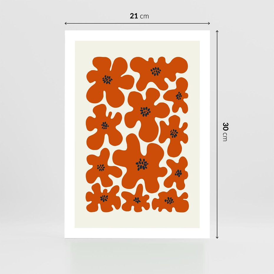 Plakat bez ramy 21x30 - Wibracje Przestrzeni - abstrakcyjne czerwone kwiaty, kompozycja