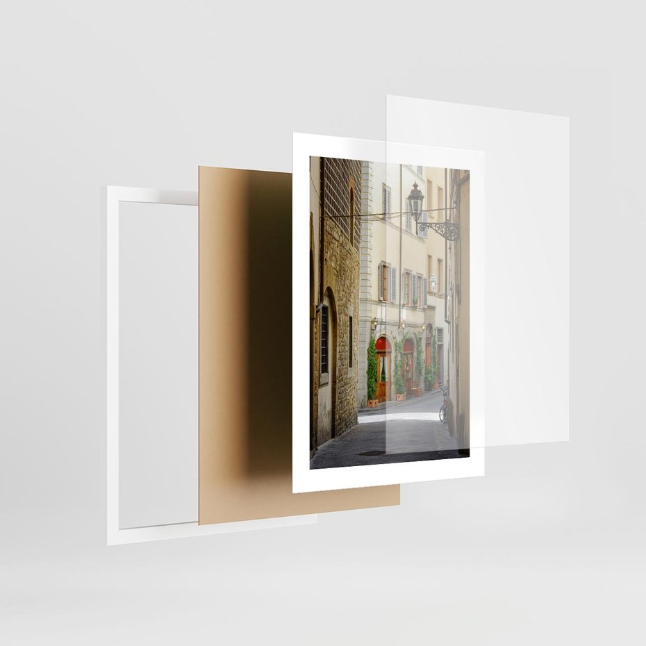 Plakat w ramie 30x40 - Uliczka: perspektywa miejskiego krajobrazu - uliczka, perspektywa - rama biała