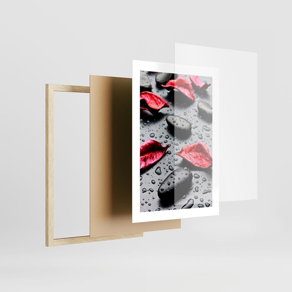 Plakat w ramie 30x40 - Spa wśród Natury - spa, kamienie - rama drewno