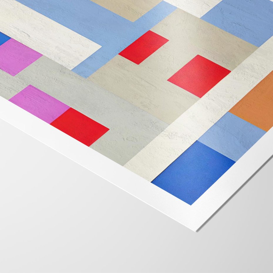 Plakat bez ramy 21x30 - Bezczasowe Przenikanie Kształtów - abstrakcyjne geometryczne kształty, olejny obraz