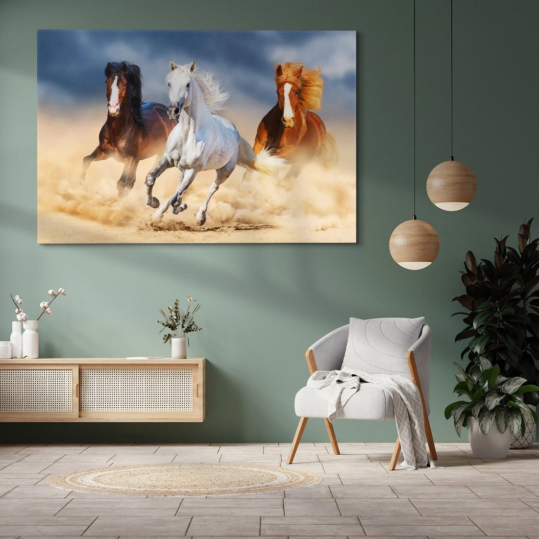 Obraz na płótnie 120x80 - Siła i elegancja - konie, galop