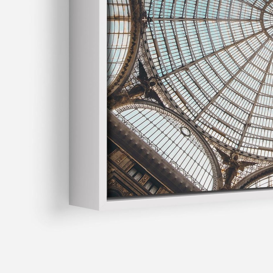 Obraz w ramie 80x80 - Magia Sklepienia - sklepienie, szklany dach - rama biała