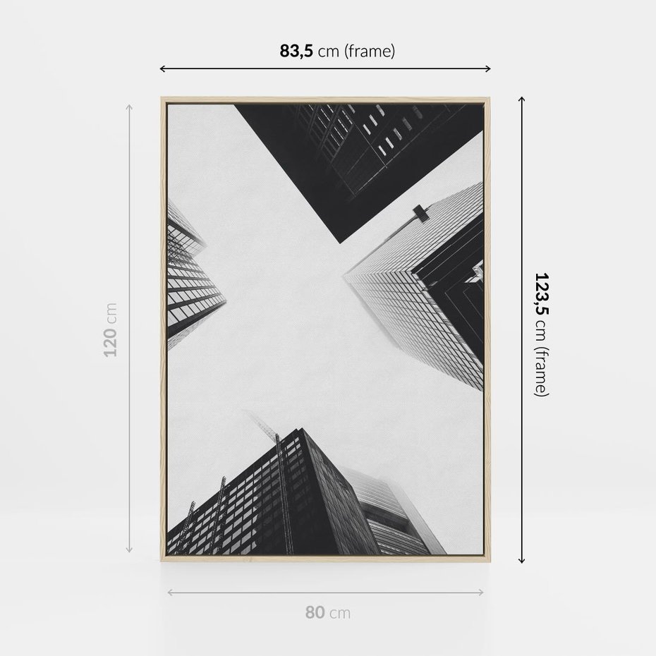 Obraz w ramie 80x120 - Nowoczesna Dynamika - perspektywa, wieżowce - rama drewno