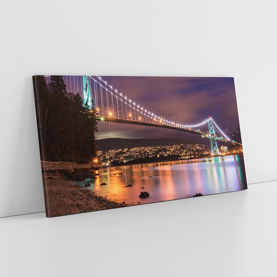 Obraz na płótnie 100x50 - Most nocą w Kanadzie - Kanada, most