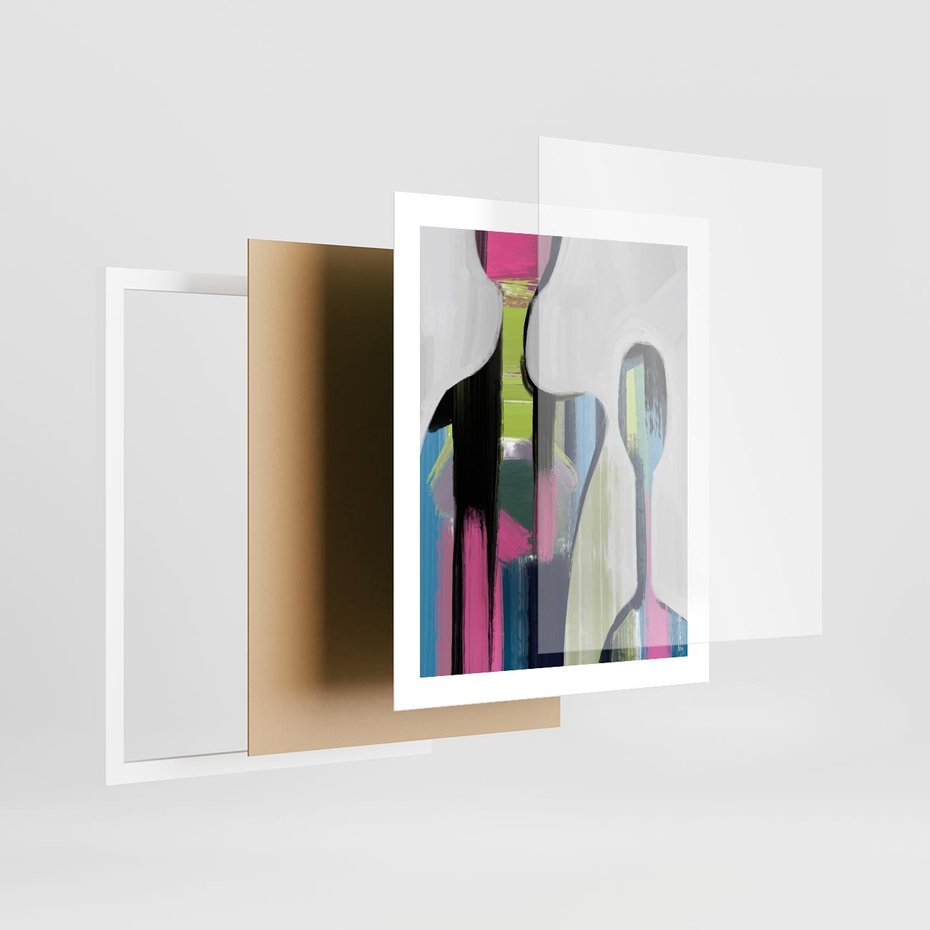 Plakat w ramie 40x50 - Wnętrza Kształtów - abstrakcyjna sztuka, nowoczesny obraz - rama biała