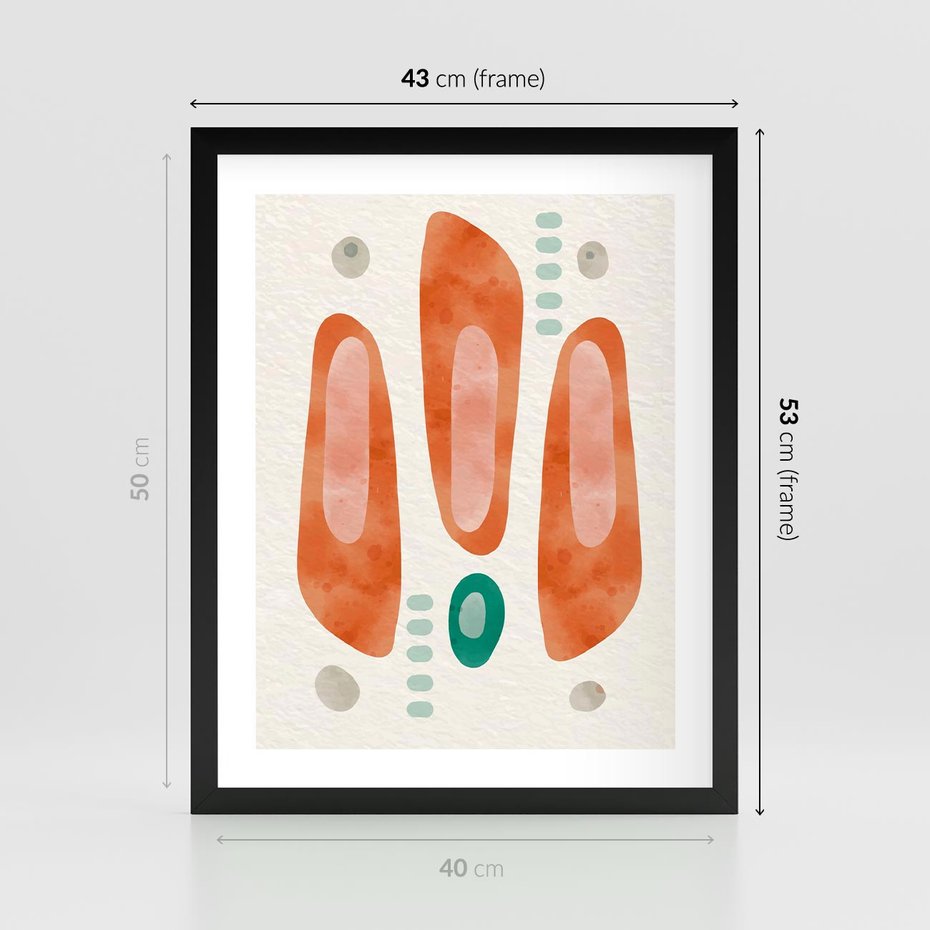 Plakat w ramie 40x50 - Księga Barw - abstrakcyjne formy, dominujący kolor pomarańczowy - rama czarna