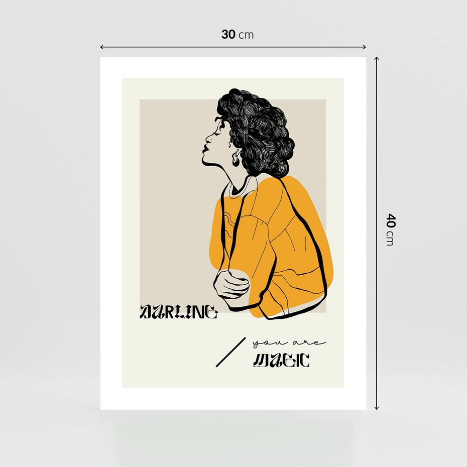 Plakat bez ramy 30x40 - Siła Kobiety: Plakat ze Szkicem - kobieca grafika, plakat