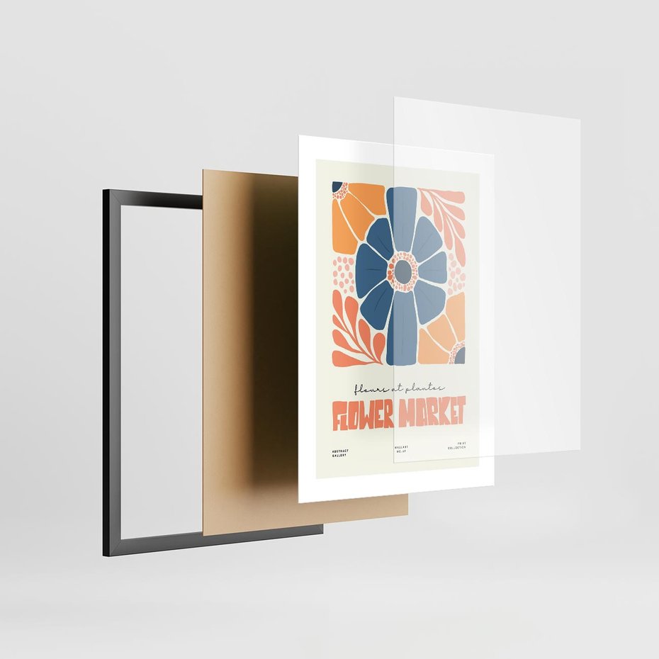 Plakat w ramie 30x40 - Rozbijające Widoki - kwiaty, nowoczesny plakat - rama czarna