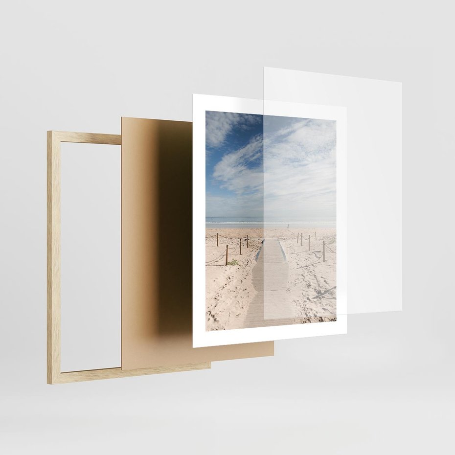 Plakat w ramie 40x50 - Ścieżka na plaży - plaża, ścieżka - rama drewno