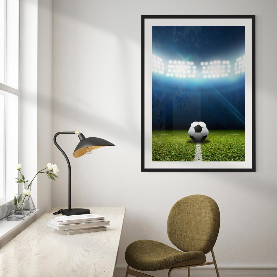 Plakat bez ramy 50x70 - Piłka w drodze do gola - piłka, gol