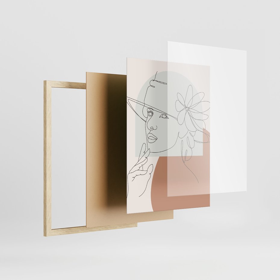 Zestaw obrazy w ramie 40x50 galeria - Minimalistyczne, nowoczesne, boho - rama drewno