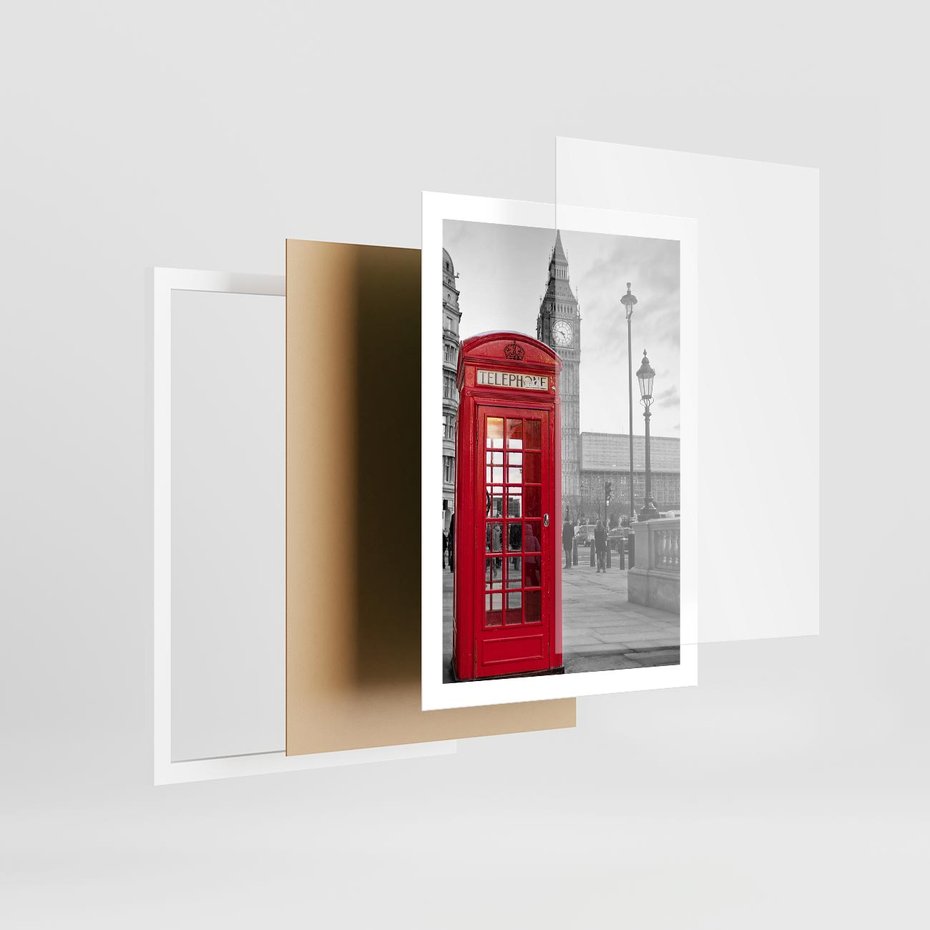 Plakat w ramie 50x70 - Budka w Londynie - Londyn, budka - rama biała