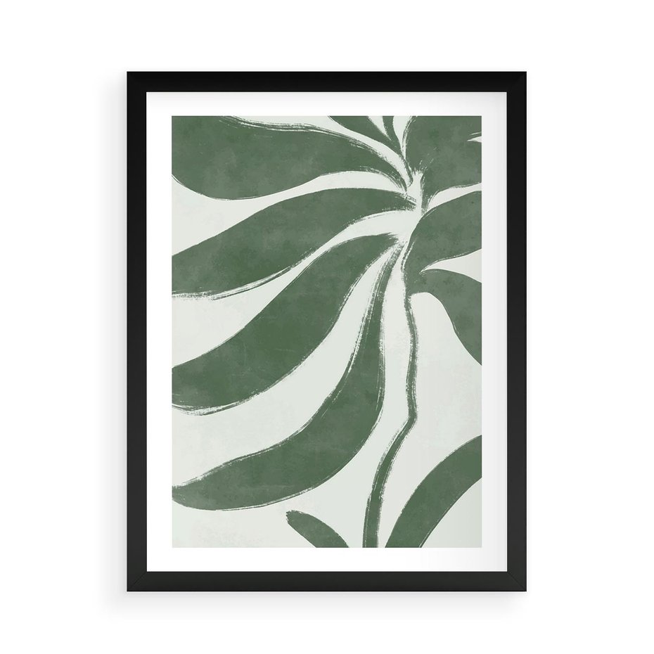 Plakat w ramie 50x70 - Zieleń Wewnętrznego Spokoju - zielony plakat, roślinne inspiracje - rama czarna