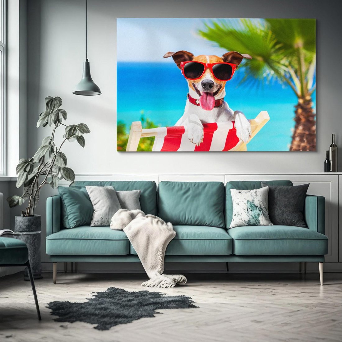 Obraz na płótnie 120x80 - Wakacyjny pies: Słoneczne przygody - pies, wakacje
