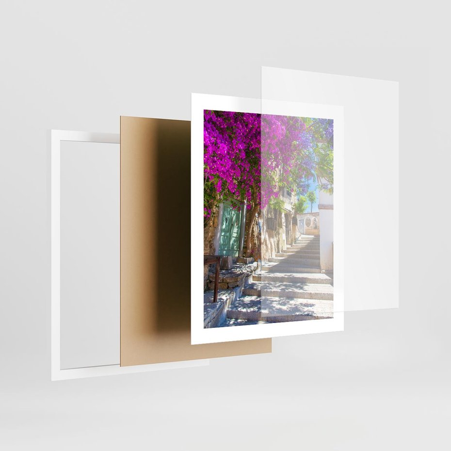 Plakat w ramie 40x50 - Urok Zaklętej Przestrzeni - uliczka, perspektywa - rama biała