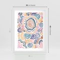Plakat w ramie 30x40 - Strukturalne Odbicia Boho - kolorowe etniczne wzory, tęczowe żywe kolory - rama biała