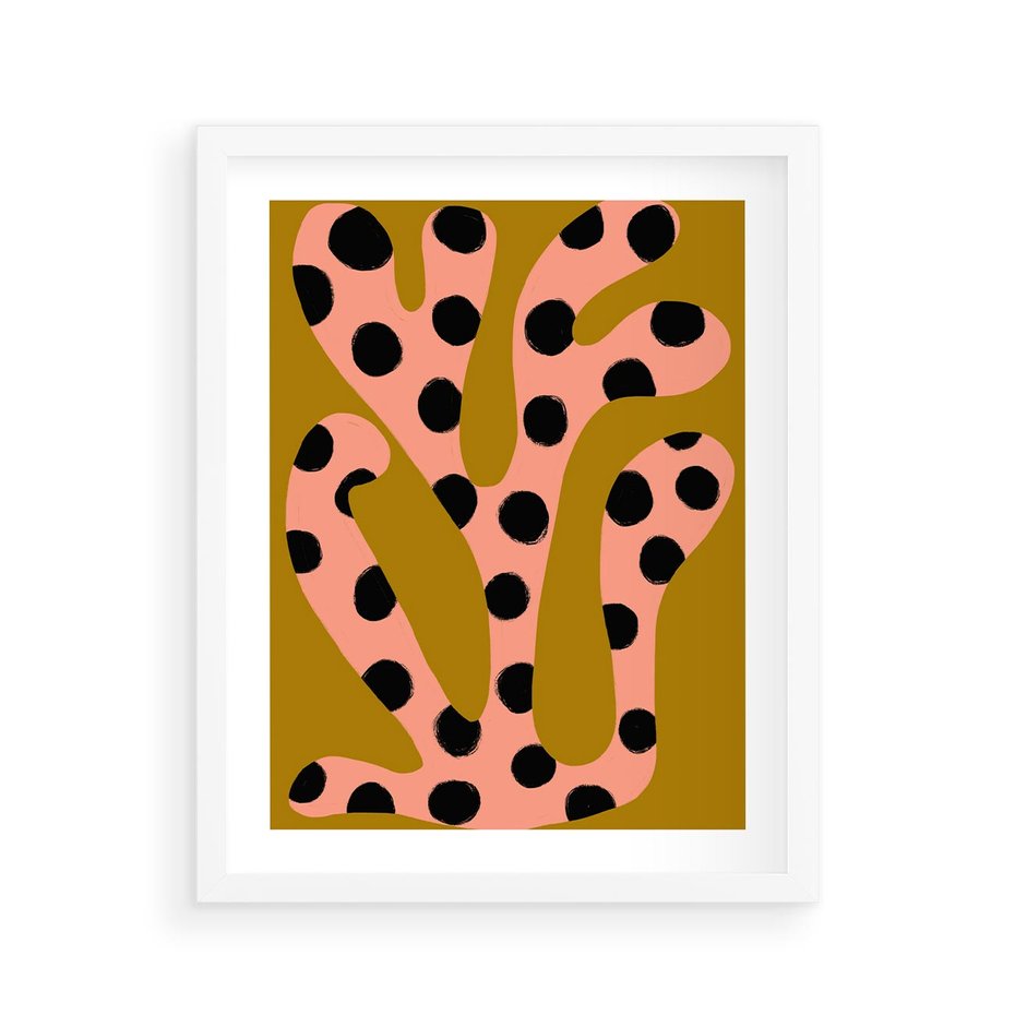 Plakat w ramie 40x50 - Rozkwitająca Wolność Boho - abstrakcyjne boho kształty, dziwne - rama biała