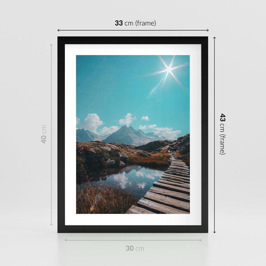 Plakat w ramie 30x40 - Inspirujący Pejzaż - ścieżka, górska - rama czarna