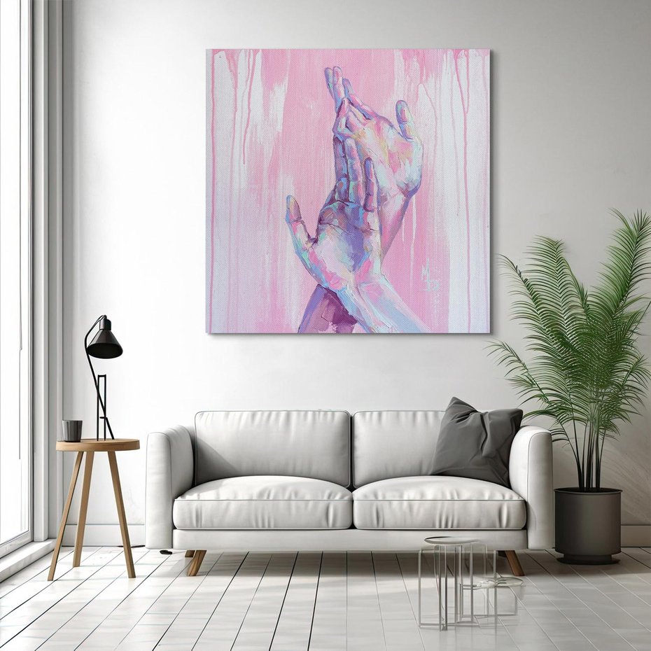 Obraz na płótnie 40x40 - Splecione - obraz olejny, pastelowe kolory