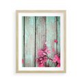 Plakat w ramie 40x50 - Urok Dawnych Czasów - kwiaty, deski - rama drewno