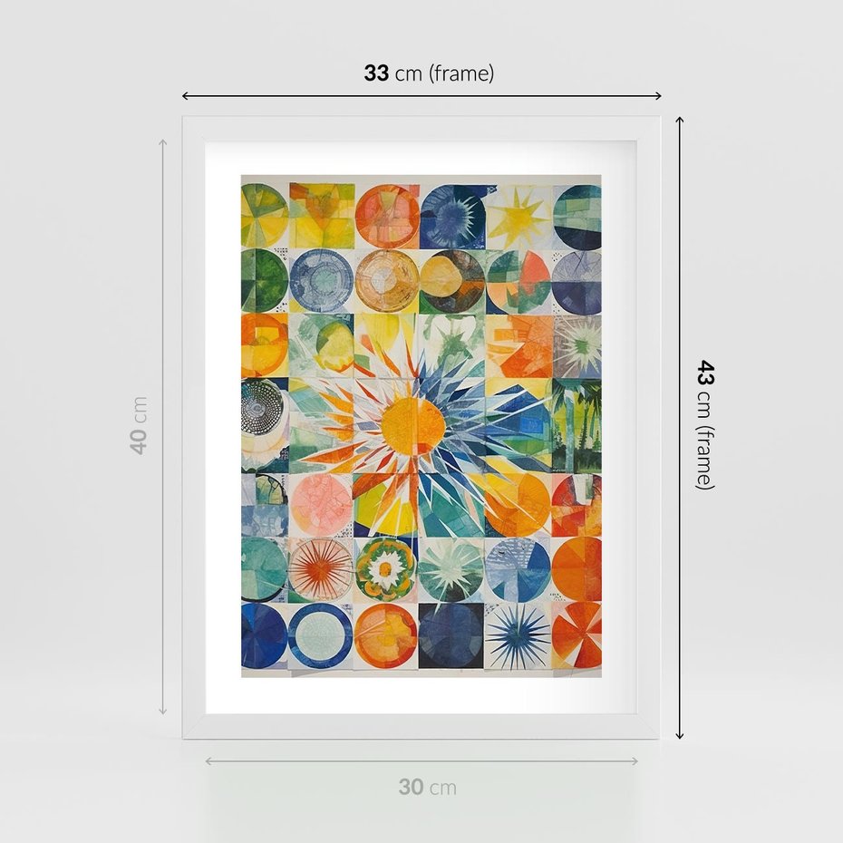 Plakat w ramie 30x40 - Rozkwitające Wzory Abstrakcji - abstrakcyjny obraz, mnogość kolorów - rama biała