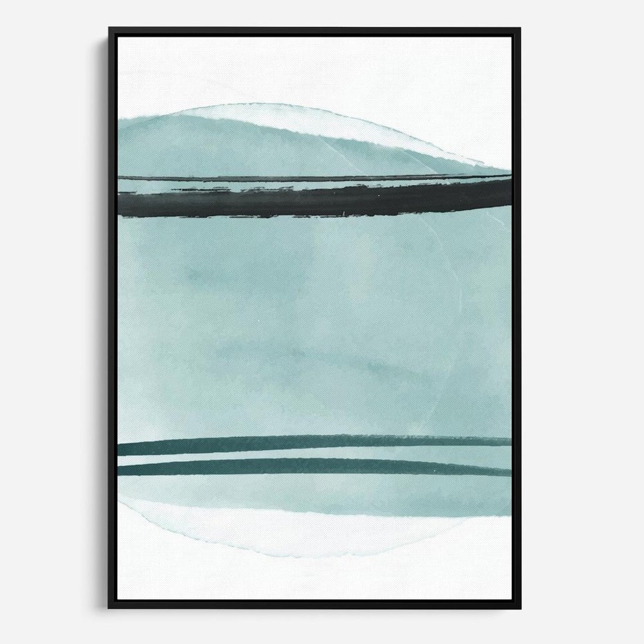Obraz w ramie 50x70 - Turkusowy Świat - minimlizm, abstrakcja - rama czarna