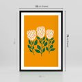Plakat w ramie 50x70 - Kolorowe Impresje - abstrakcyjna kwiatowa kompozycja, żółte mocne tło - rama czarna