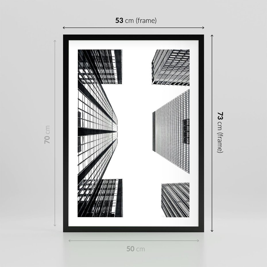 Plakat w ramie 50x70 - Architektoniczna Symetria - architektura, wysoki wieżowiec - rama czarna