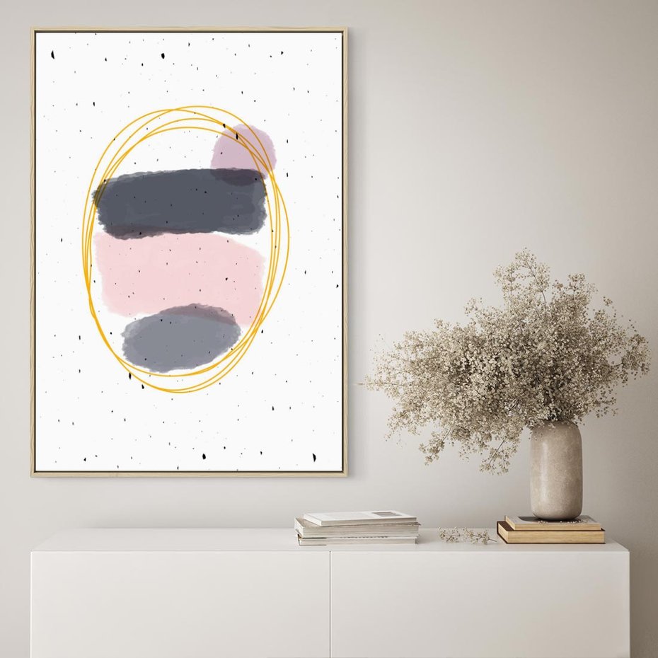 Obraz w ramie 80x120 - Migocące Odbicia - abstrakcyjna kompozycja, jak ręcznie malowana - rama drewno