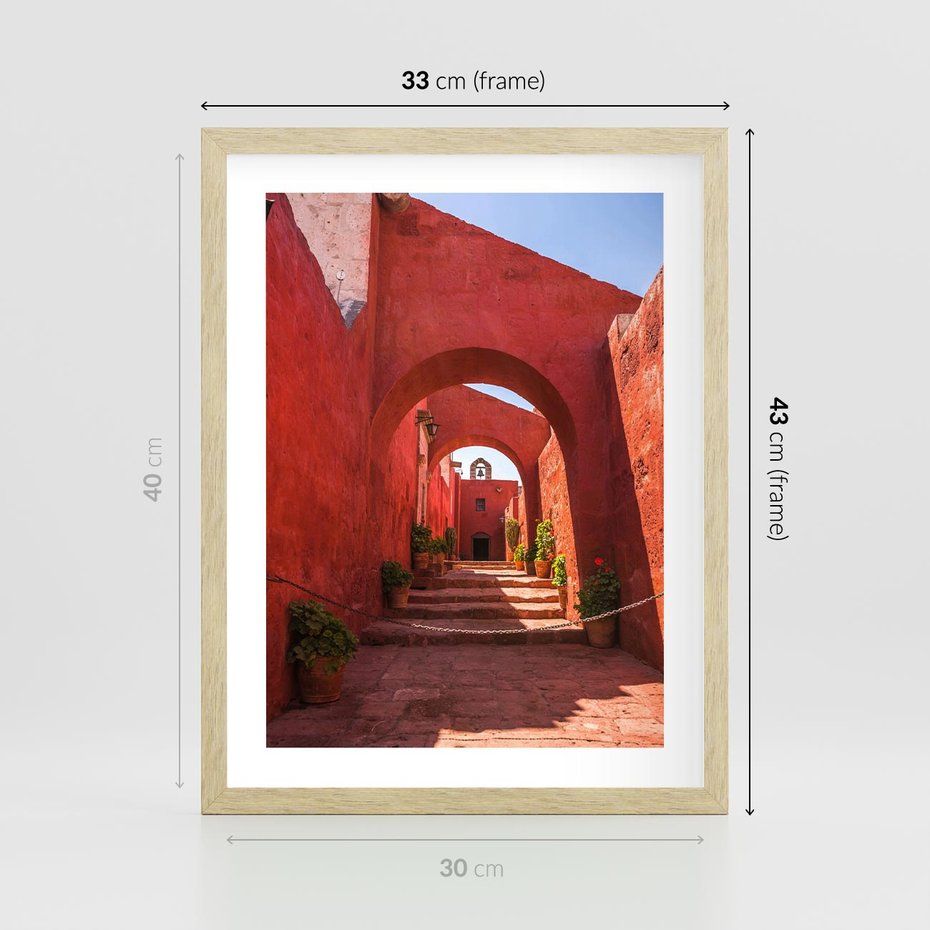 Plakat w ramie 30x40 - Perspektywa Uliczki - uliczka, perspektywa - rama drewno