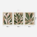 Zestaw obrazy w ramie 40x50 galeria - Liście, graficzne, boho - rama drewno