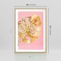 Plakat w ramie 50x70 - : Elegancja w Złocie - złote, liście - rama drewno