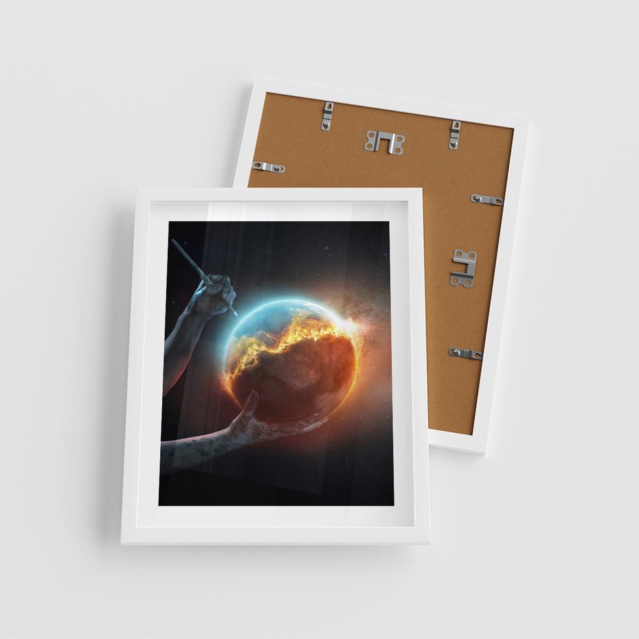 Plakat w ramie 40x50 - Nieznane przestrzenie - planeta, kosmos - rama biała