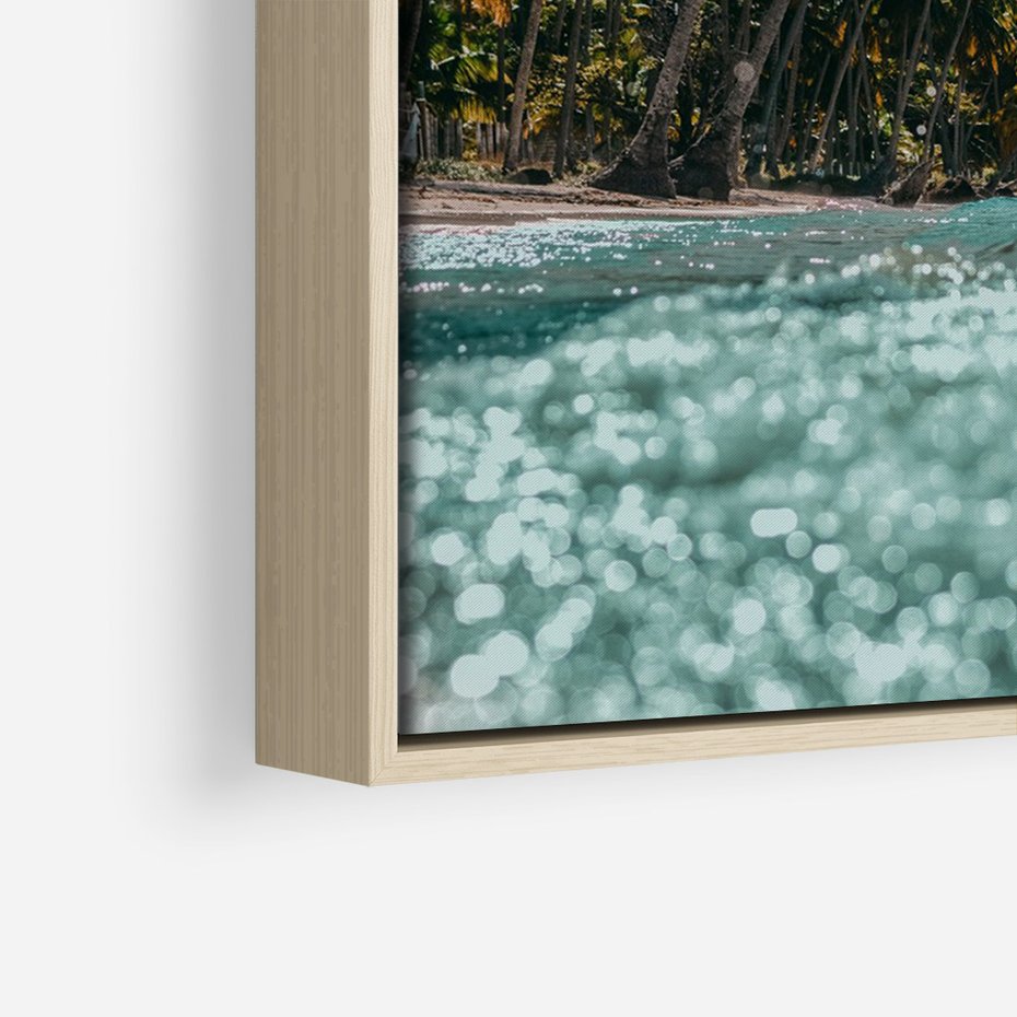 Obraz w ramie 70x100 - Rajskie Wakacje - plaża, palmy - rama drewno